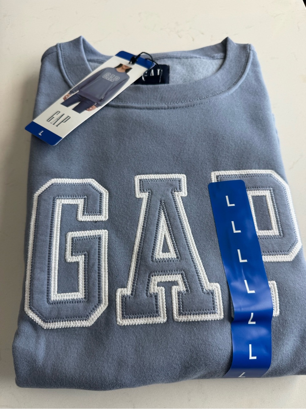 GAP Blue Crewneck with White Appliqué Logo